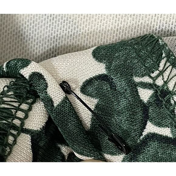 Tory Burch Size Medium Green Ivory Leaf Print Michele Faux Wrap Dress V Neck - Picture 9 of 9